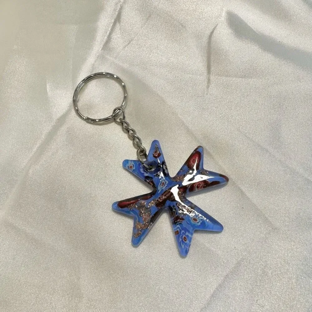 Blue glass keychain